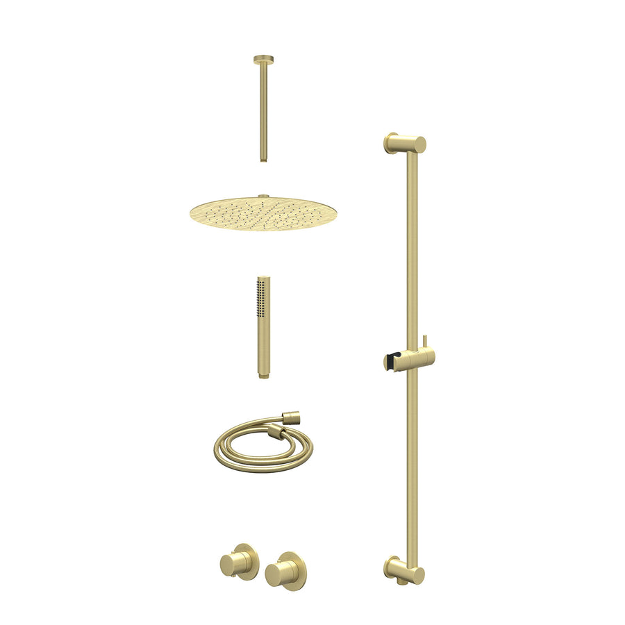 IVY Excl. inbouwbox regendoucheset inbouwthermostaatkraan met 2-weg stop-omstel symmetry, 30cm plafondbuis, R30cmSL, glijstang met uitlaat, doucheslang 150cm en staafmodel – Gebr. 