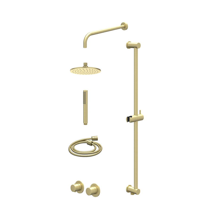 IVY Excl. inbouwbox regendoucheset inbouwthermostaatkraan met 2-weg stop-omstel symmetry, 40cm wandarm, R20cmME, glijstang met uitlaat, doucheslang 150cm en staafmodel – Gebr. mat 