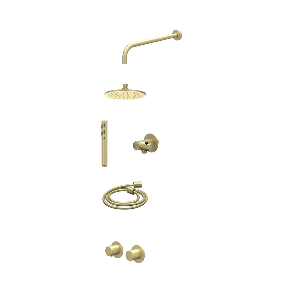IVY Excl. inbouwbox regendoucheset inbouwthermostaatkraan met 2-weg stop-omstel symmetry, 40cm wandarm, R20cmME, verstelbare steun met geïnt. uitlaat, doucheslang 150cm en staafmod