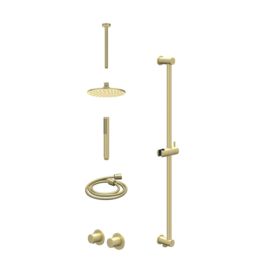 IVY Excl. inbouwbox regendoucheset inbouwthermostaatkraan met 2-weg stop-omstel symmetry, 30cm plafondbuis, R20cmME, glijstang met uitlaat, doucheslang 150cm en staafmodel – Gebr. 