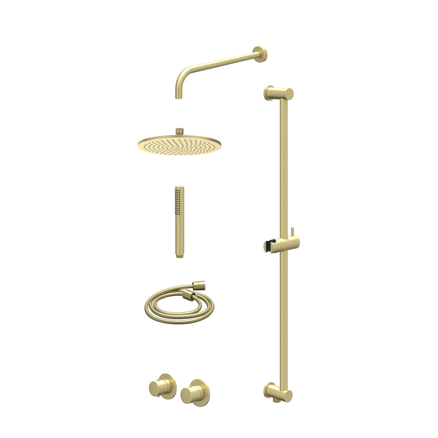 IVY Excl. inbouwbox regendoucheset inbouwthermostaatkraan met 2-weg stop-omstel symmetry, 40cm wandarm, R25cmME, glijstang met uitlaat, doucheslang 150cm en staafmodel – Gebr. mat 