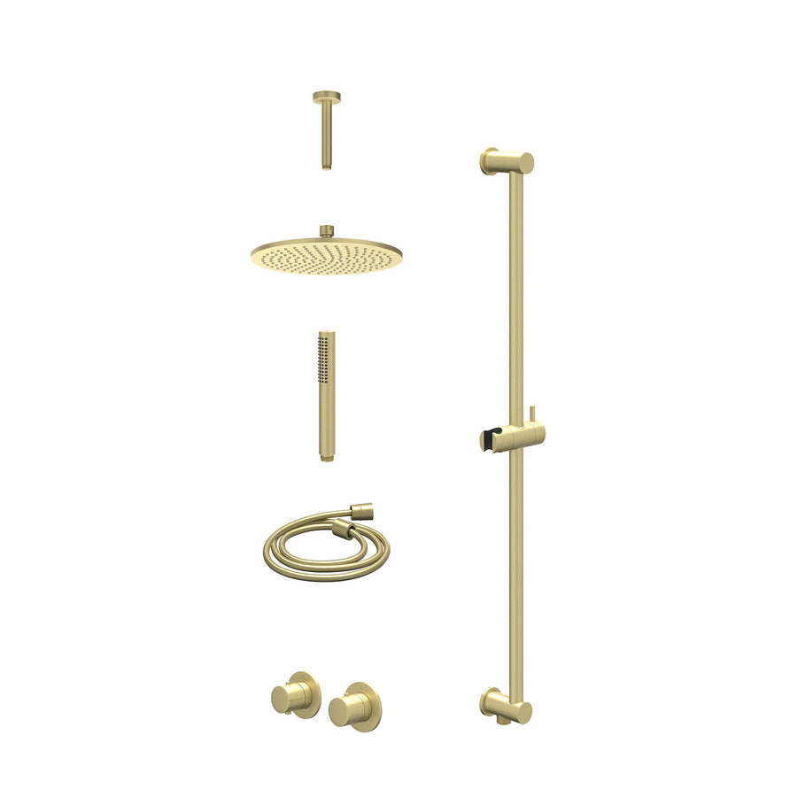 IVY Excl. inbouwbox regendoucheset inbouwthermostaatkraan met 2-weg stop-omstel symmetry, 15cm plafondbuis, R25cmME, glijstang met uitlaat, doucheslang 150cm en staafmodel – Gebr. 
