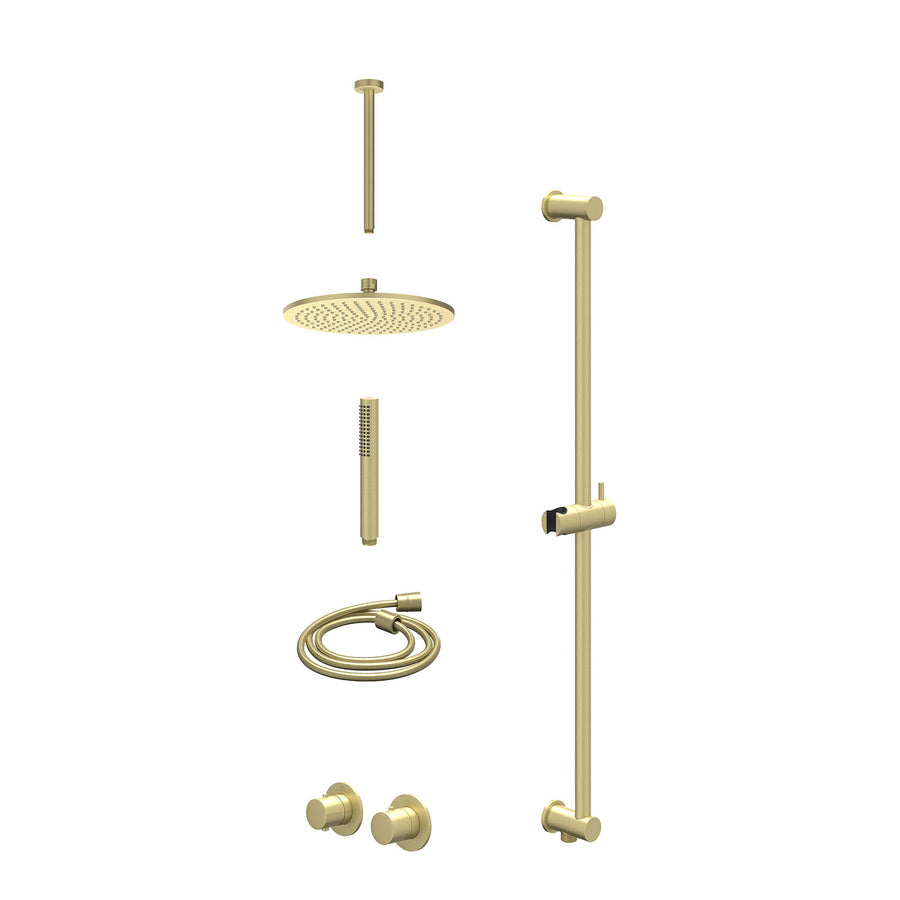 IVY Excl. inbouwbox regendoucheset inbouwthermostaatkraan met 2-weg stop-omstel symmetry, 30cm plafondbuis, R25cmME, glijstang met uitlaat, doucheslang 150cm en staafmodel – Gebr. 