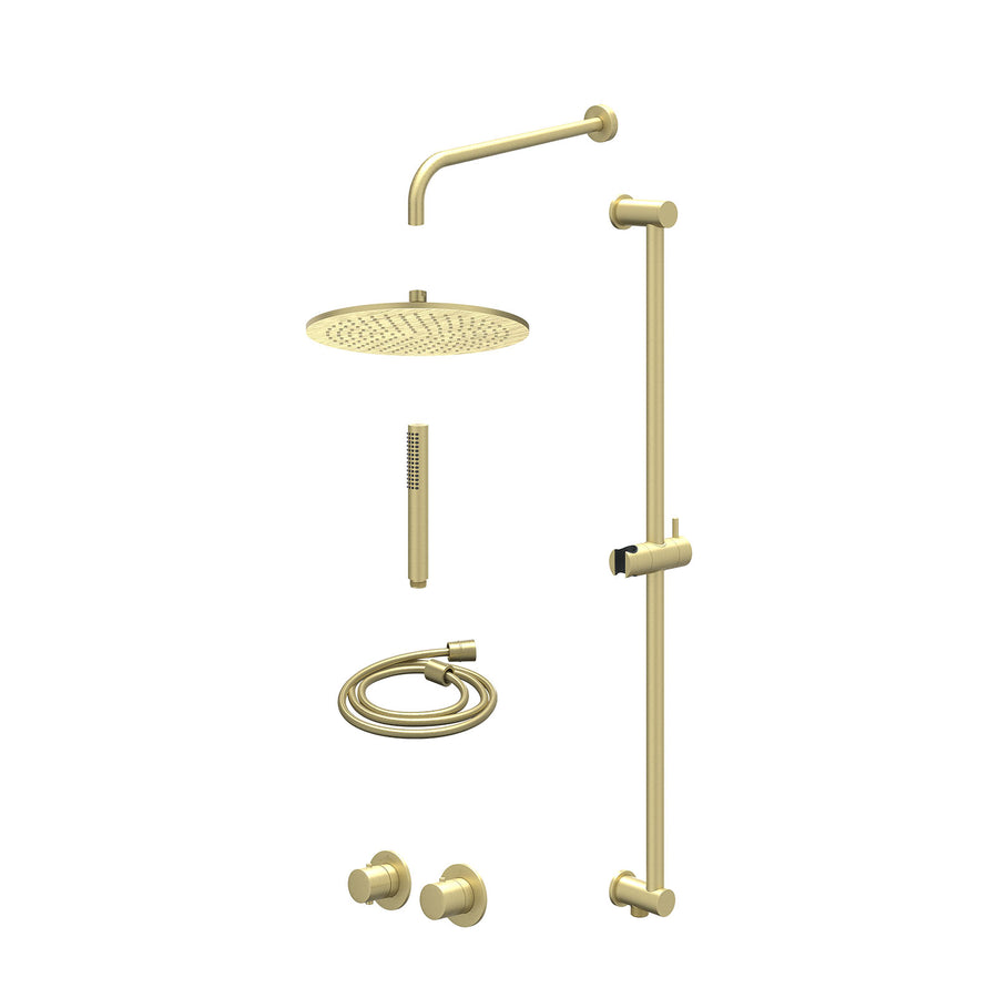IVY Excl. inbouwbox regendoucheset inbouwthermostaatkraan met 2-weg stop-omstel symmetry, 40cm wandarm, R30cmME, glijstang met uitlaat, doucheslang 150cm en staafmodel – Gebr. mat 