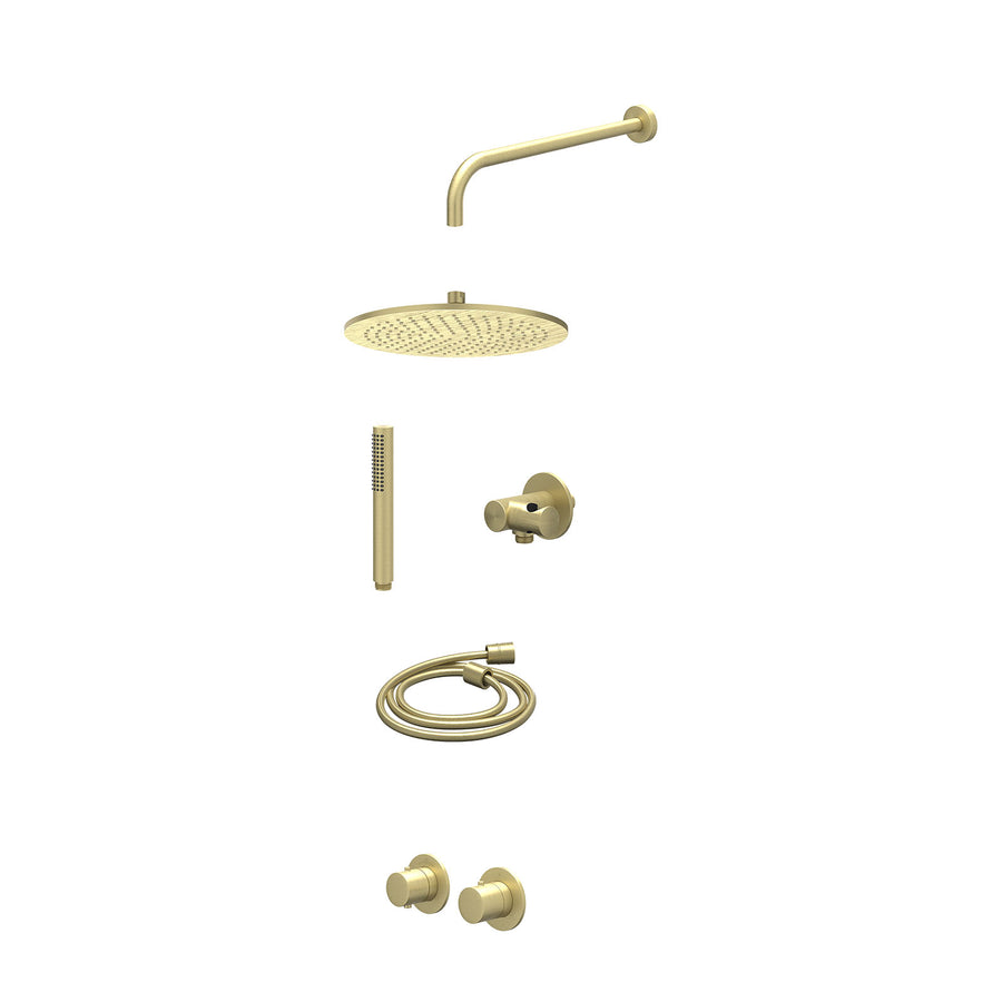 IVY Excl. inbouwbox regendoucheset inbouwthermostaatkraan met 2-weg stop-omstel symmetry, 40cm wandarm, R30cmME, verstelbare steun met geïnt. uitlaat, doucheslang 150cm en staafmod