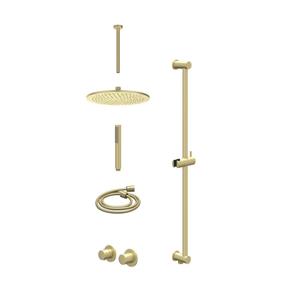 IVY Excl. inbouwbox regendoucheset inbouwthermostaatkraan met 2-weg stop-omstel symmetry, 30cm plafondbuis, R30cmME, glijstang met uitlaat, doucheslang 150cm en staafmodel – Gebr. 