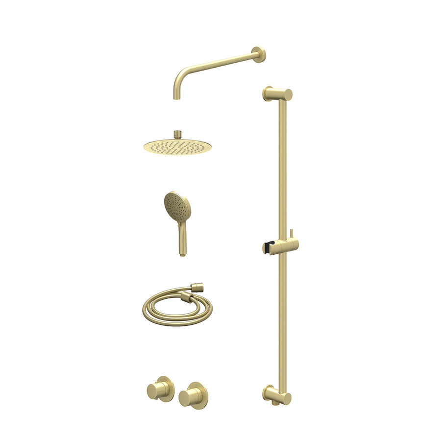 IVY Excl. inbouwbox regendoucheset inbouwthermostaatkraan met 2-weg stop-omstel symmetry, 40cm wandarm, R20cmSL, glijstang met uitlaat, doucheslang 150cm en 3-standen handdouche – 