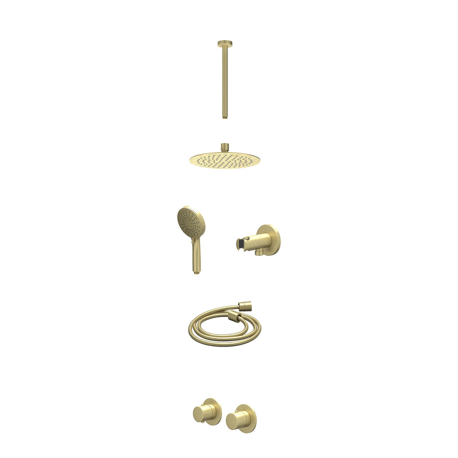 IVY Excl. inbouwbox regendoucheset inbouwthermostaatkraan met 2-weg stop-omstel symmetry, 30cm plafondbuis, R20cmSL, houder met uitlaat, doucheslang 150cm en 3-standen handdouche –