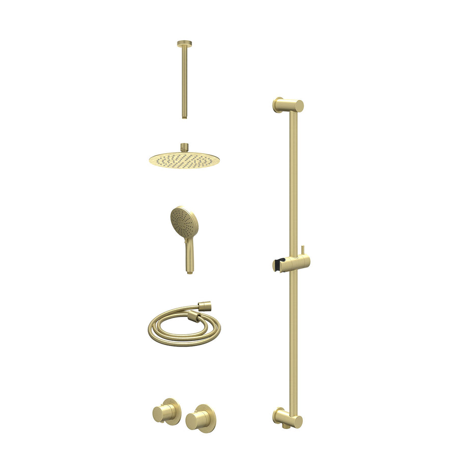 IVY Excl. inbouwbox regendoucheset inbouwthermostaatkraan met 2-weg stop-omstel symmetry, 30cm plafondbuis, R20cmSL, glijstang met uitlaat, doucheslang 150cm en 3-standen handdouch
