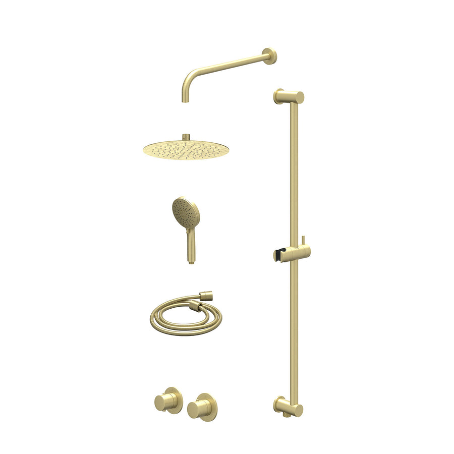 IVY Excl. inbouwbox regendoucheset inbouwthermostaatkraan met 2-weg stop-omstel symmetry, 40cm wandarm, R25cmSL, glijstang met uitlaat, doucheslang 150cm en 3-standen handdouche – 