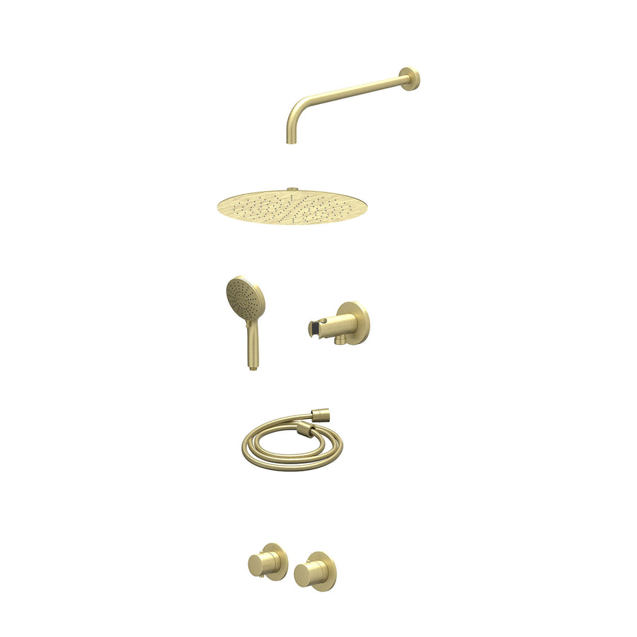 IVY Excl. inbouwbox regendoucheset inbouwthermostaatkraan met 2-weg stop-omstel symmetry, 40cm wandarm, R30cmSL, houder met uitlaat, doucheslang 150cm en 3-standen handdouche – Geb