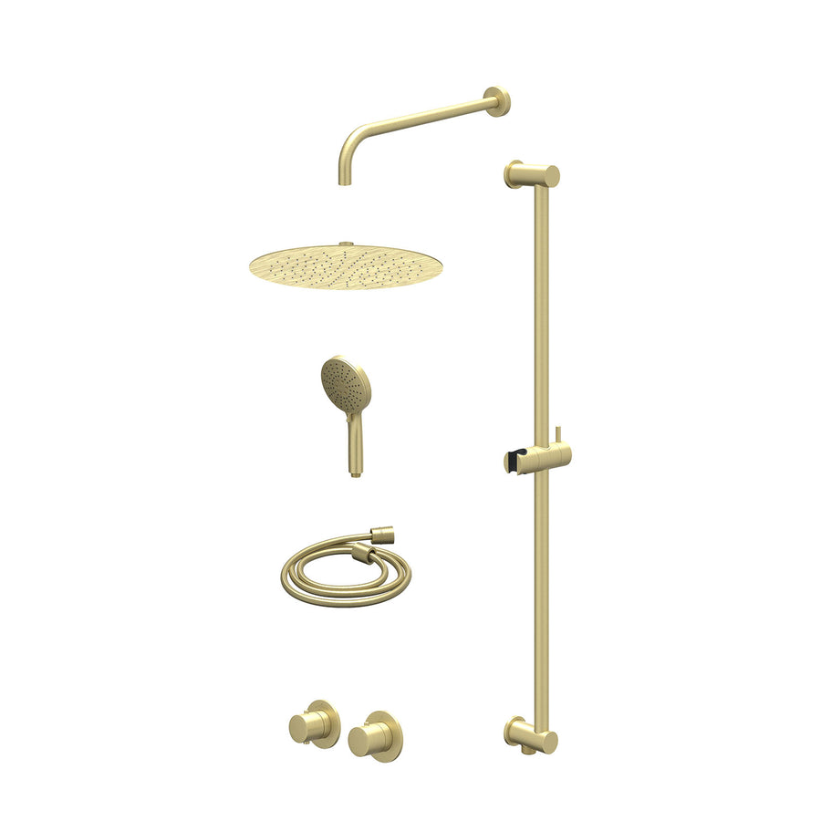 IVY Excl. inbouwbox regendoucheset inbouwthermostaatkraan met 2-weg stop-omstel symmetry, 40cm wandarm, R30cmSL, glijstang met uitlaat, doucheslang 150cm en 3-standen handdouche – 