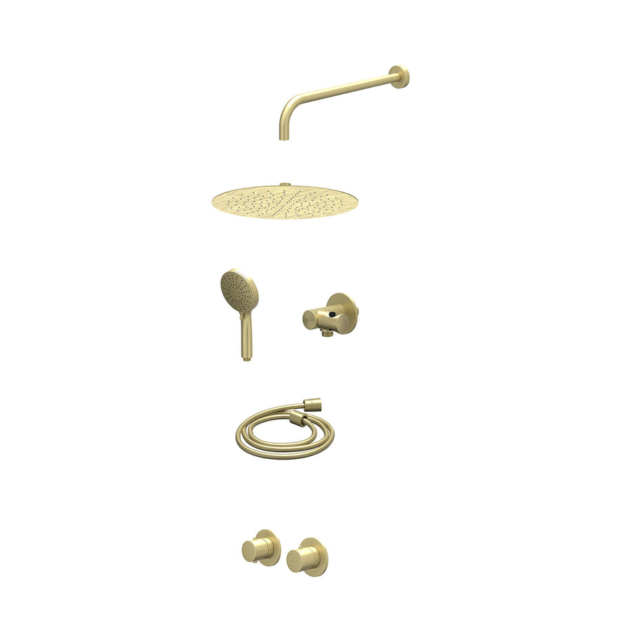 IVY Excl. inbouwbox regendoucheset inbouwthermostaatkraan met 2-weg stop-omstel symmetry, 40cm wandarm, R30cmSL, verstelbare steun met geïnt. uitlaat, doucheslang 150cm en 3-stande