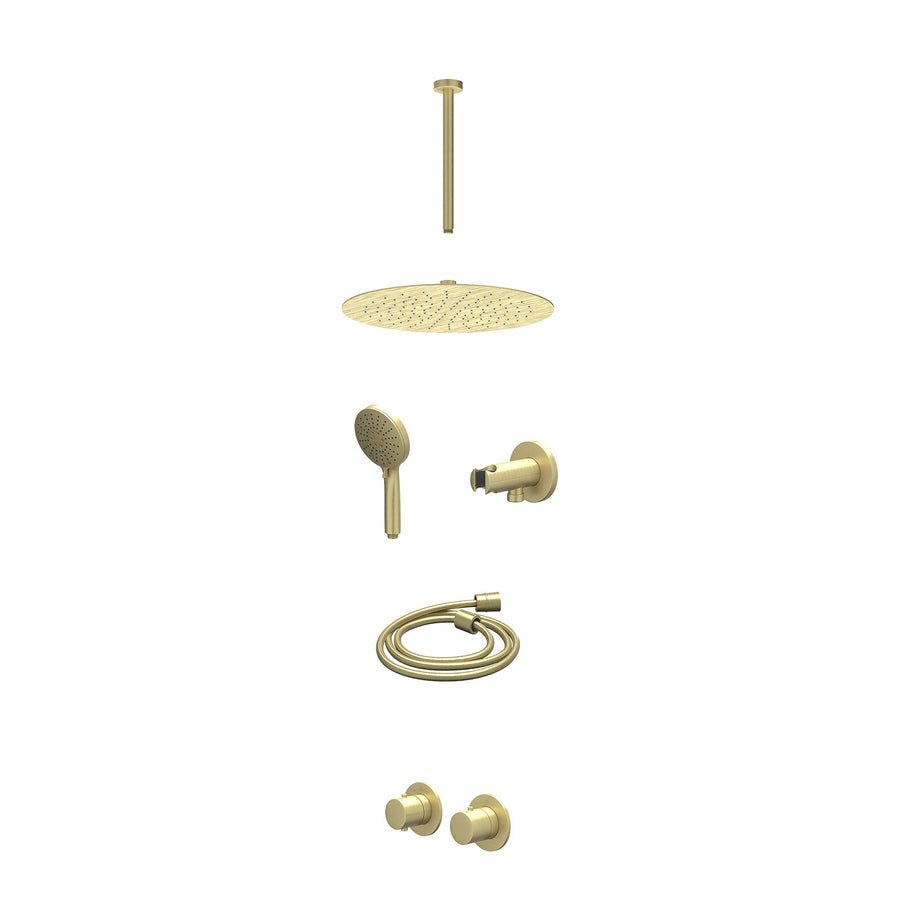 IVY Excl. inbouwbox regendoucheset inbouwthermostaatkraan met 2-weg stop-omstel symmetry, 30cm plafondbuis, R30cmSL, houder met uitlaat, doucheslang 150cm en 3-standen handdouche –
