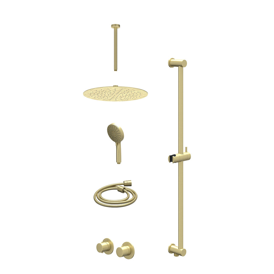 IVY Excl. inbouwbox regendoucheset inbouwthermostaatkraan met 2-weg stop-omstel symmetry, 30cm plafondbuis, R30cmSL, glijstang met uitlaat, doucheslang 150cm en 3-standen handdouch