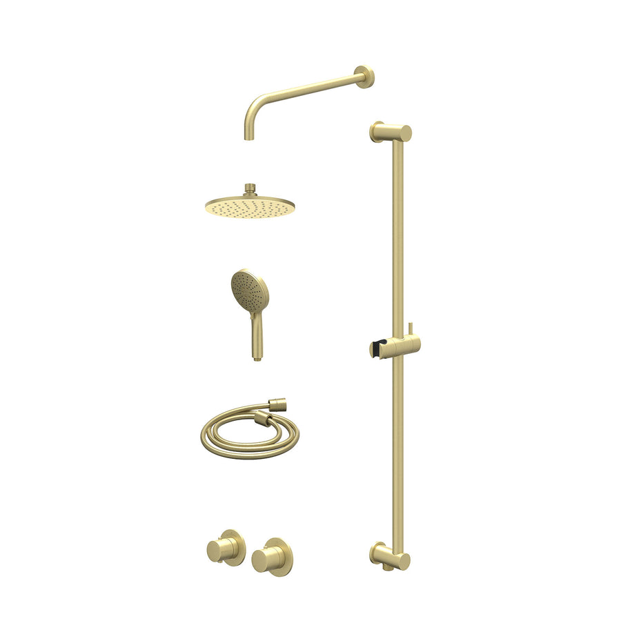 IVY Excl. inbouwbox regendoucheset inbouwthermostaatkraan met 2-weg stop-omstel symmetry, 40cm wandarm, R20cmME, glijstang met uitlaat, doucheslang 150cm en 3-standen handdouche – 
