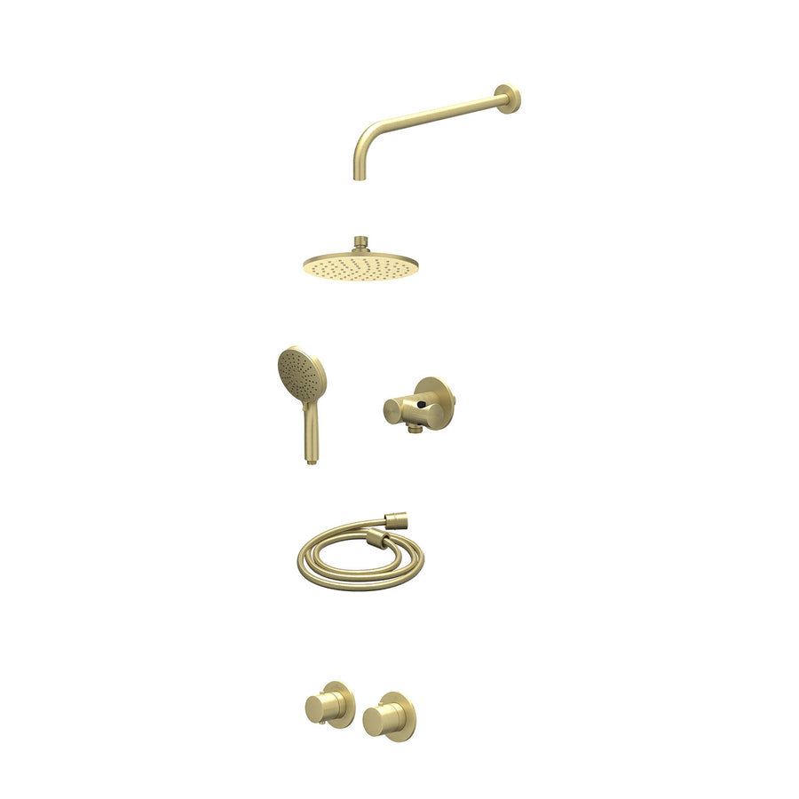IVY Excl. inbouwbox regendoucheset inbouwthermostaatkraan met 2-weg stop-omstel symmetry, 40cm wandarm, R20cmME, verstelbare steun met geïnt. uitlaat, doucheslang 150cm en 3-stande