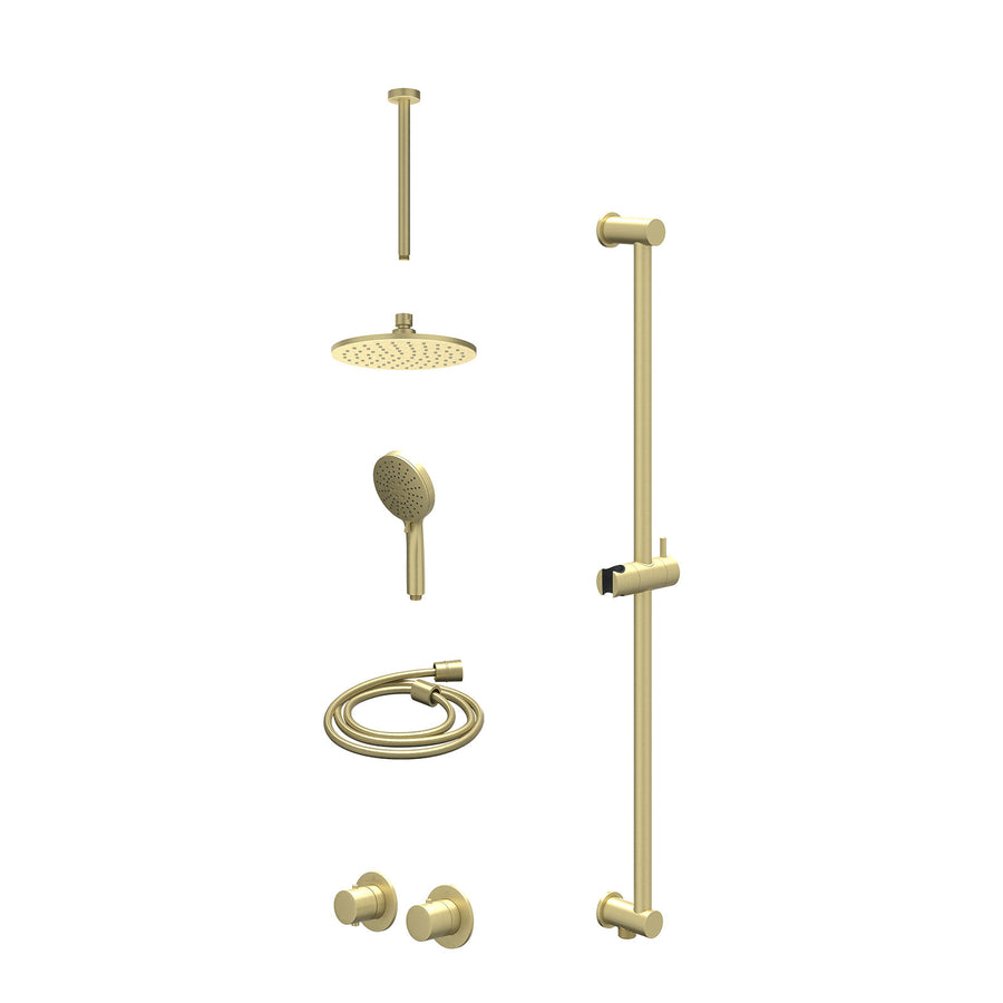 IVY Excl. inbouwbox regendoucheset inbouwthermostaatkraan met 2-weg stop-omstel symmetry, 30cm plafondbuis, R20cmME, glijstang met uitlaat, doucheslang 150cm en 3-standen handdouch