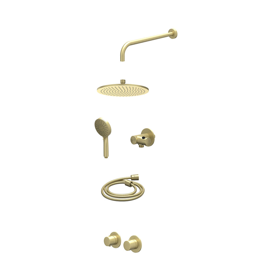 IVY Excl. inbouwbox regendoucheset inbouwthermostaatkraan met 2-weg stop-omstel symmetry, 40cm wandarm, R25cmME, verstelbare steun met geïnt. uitlaat, doucheslang 150cm en 3-stande