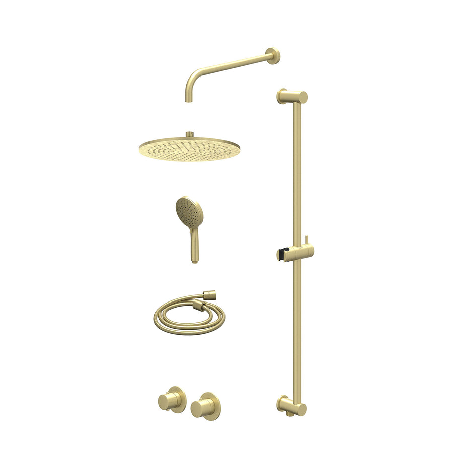 IVY Excl. inbouwbox regendoucheset inbouwthermostaatkraan met 2-weg stop-omstel symmetry, 40cm wandarm, R30cmME, glijstang met uitlaat, doucheslang 150cm en 3-standen handdouche – 