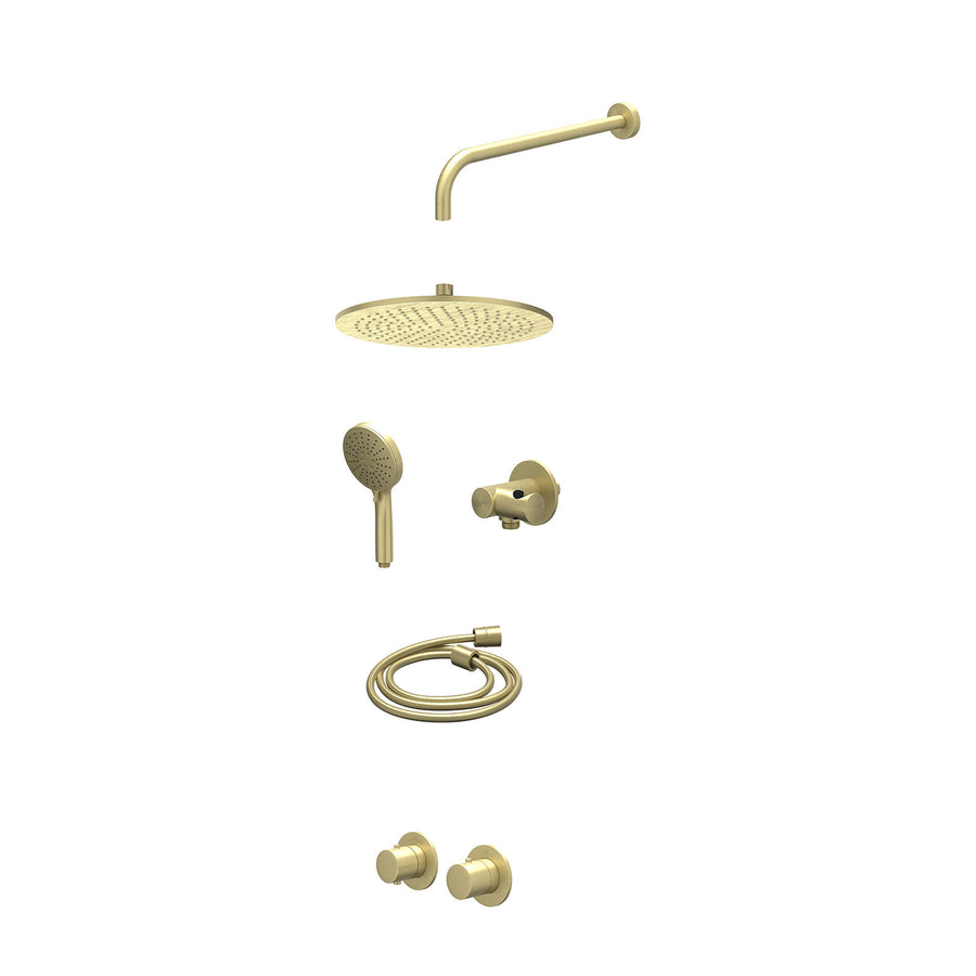 IVY Excl. inbouwbox regendoucheset inbouwthermostaatkraan met 2-weg stop-omstel symmetry, 40cm wandarm, R30cmME, verstelbare steun met geïnt. uitlaat, doucheslang 150cm en 3-stande