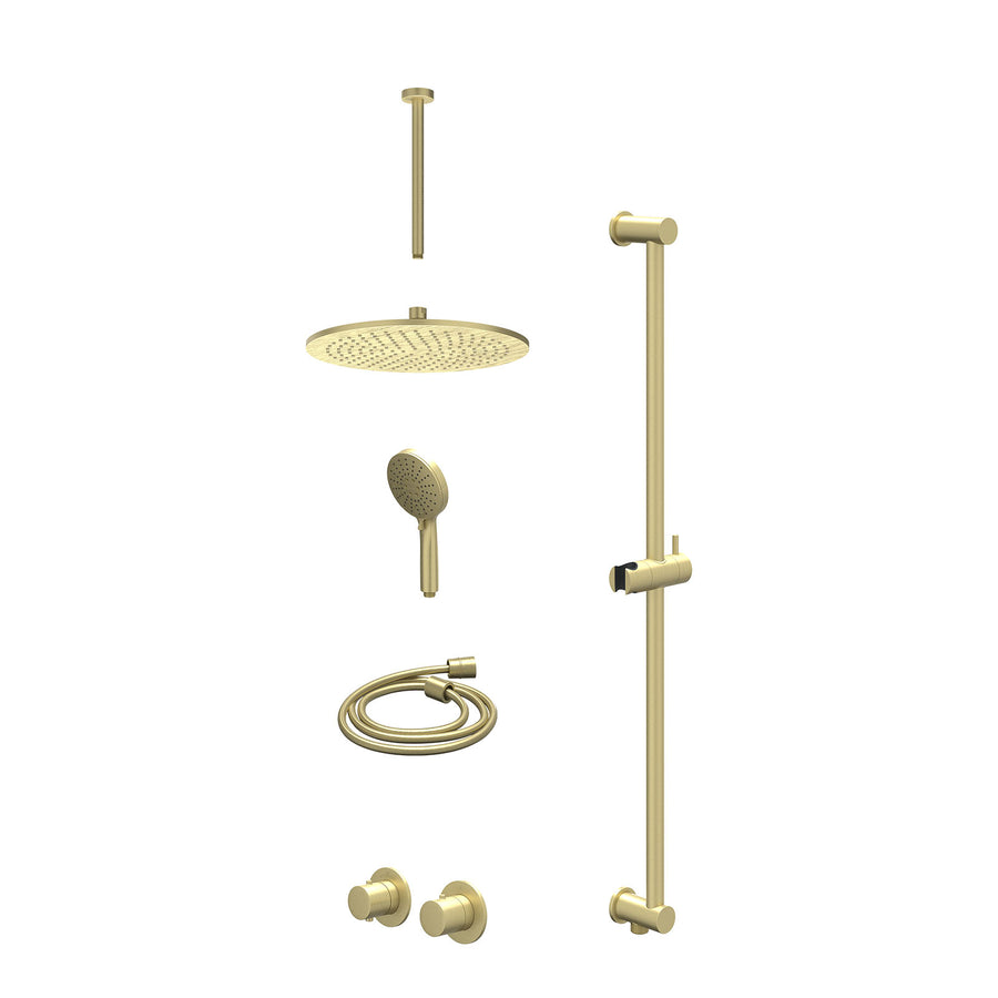 IVY Excl. inbouwbox regendoucheset inbouwthermostaatkraan met 2-weg stop-omstel symmetry, 30cm plafondbuis, R30cmME, glijstang met uitlaat, doucheslang 150cm en 3-standen handdouch