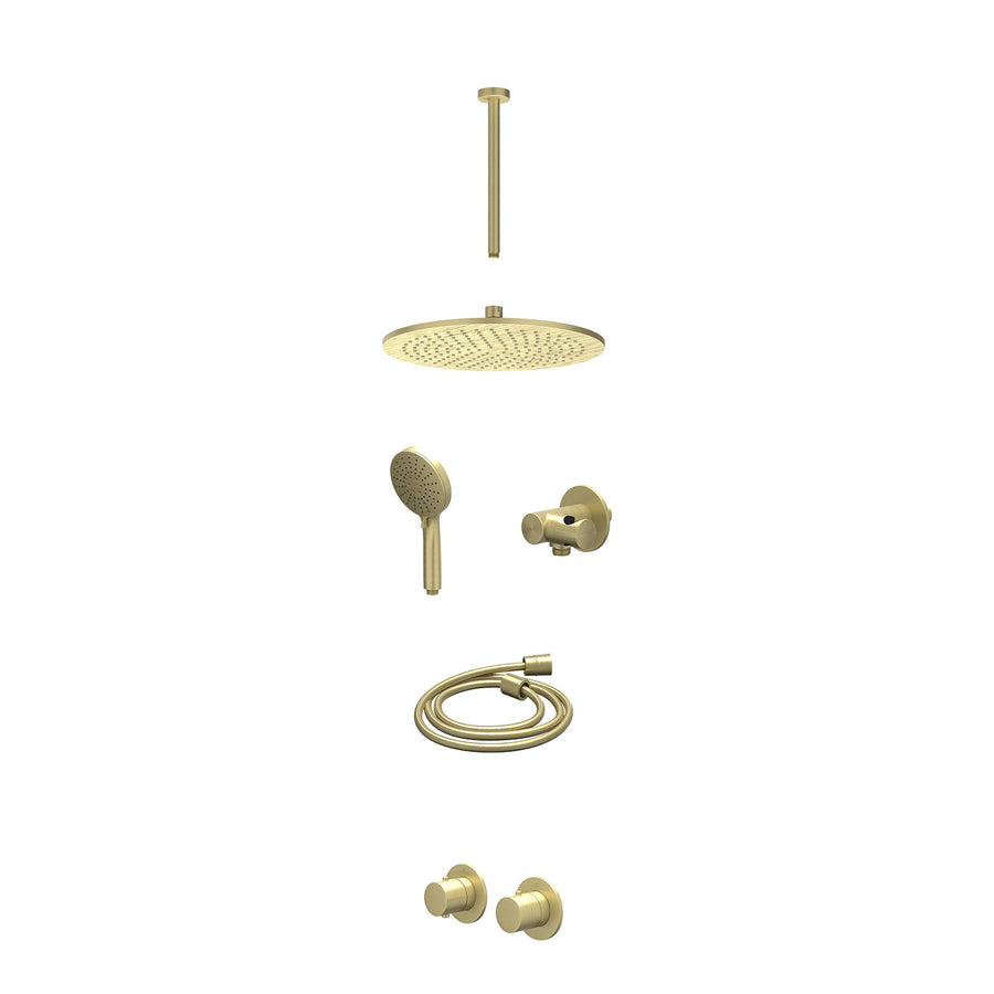 IVY Excl. inbouwbox regendoucheset inbouwthermostaatkraan met 2-weg stop-omstel symmetry, 30cm plafondbuis, R30cmME, verstelbare steun met geïnt. uitlaat, doucheslang 150cm en 3-st