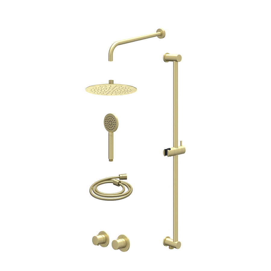 IVY Excl. inbouwbox regendoucheset inbouwthermostaatkraan met 2-weg stop-omstel symmetry, 40cm wandarm, R25cmSL, glijstang met uitlaat, doucheslang 150cm en satin spray handdouche 