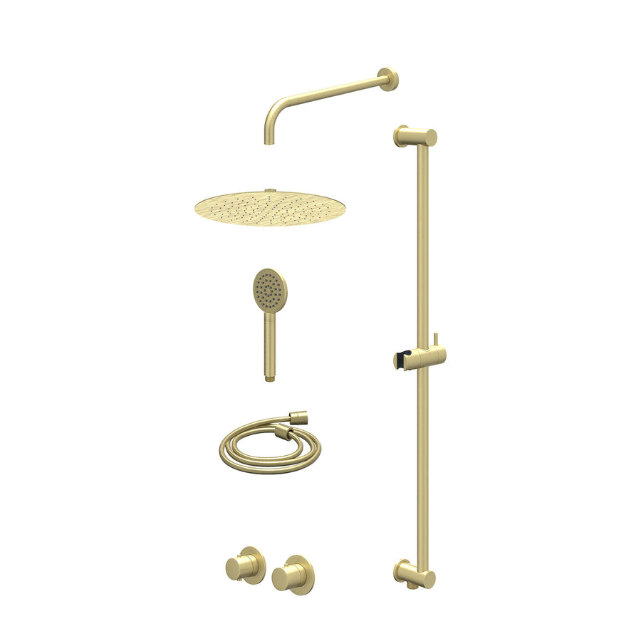 IVY Excl. inbouwbox regendoucheset inbouwthermostaatkraan met 2-weg stop-omstel symmetry, 40cm wandarm, R30cmSL, glijstang met uitlaat, doucheslang 150cm en satin spray handdouche 