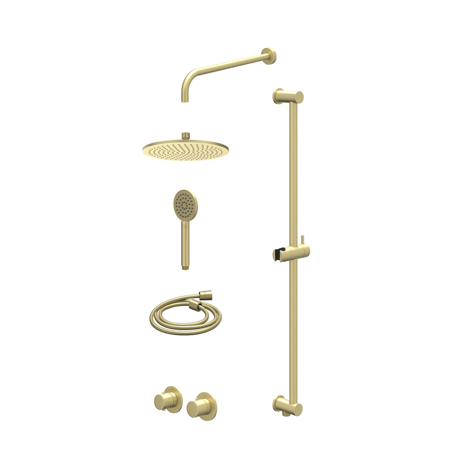 IVY Excl. inbouwbox regendoucheset inbouwthermostaatkraan met 2-weg stop-omstel symmetry, 40cm wandarm, R25cmME, glijstang met uitlaat, doucheslang 150cm en satin spray handdouche 