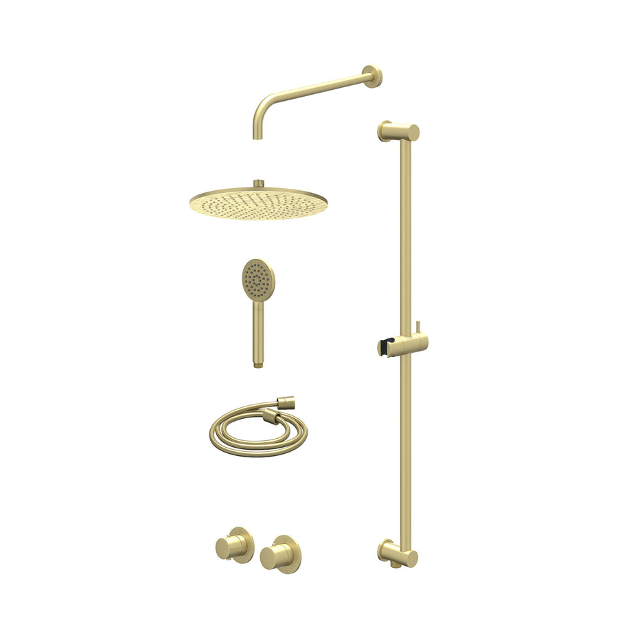 IVY Excl. inbouwbox regendoucheset inbouwthermostaatkraan met 2-weg stop-omstel symmetry, 40cm wandarm, R30cmME, glijstang met uitlaat, doucheslang 150cm en satin spray handdouche 