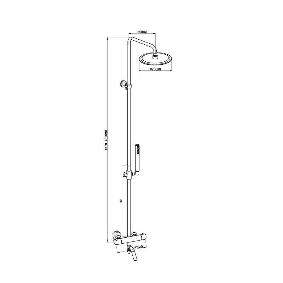 Caral-Eco Douchette avec tube de rallonge Wiesbaden 50 cm en chrome