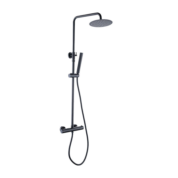 Caral-Eco Douche de pluie Wiesbaden Twenty avec douche de pluie de 20 cm et douchette à main en noir mat