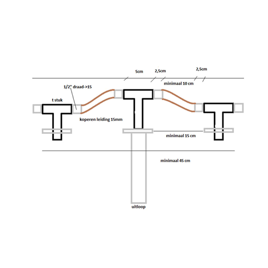 Caral 2-Knop Wastafelkraan Wiesbaden Inbouw (inclusief Inbouwdeel) in Chroom