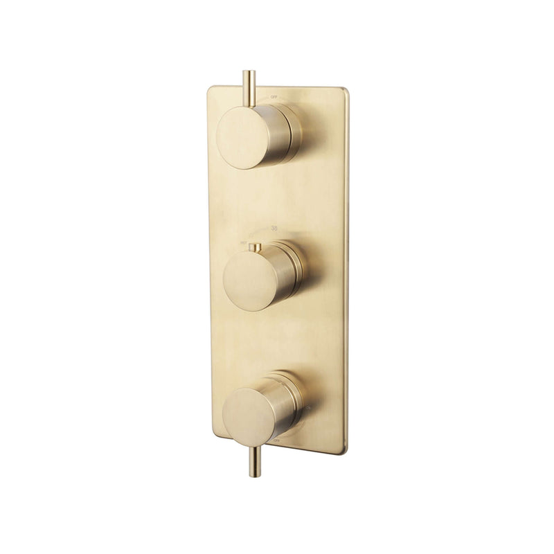 Caral ensemble de finition doré brossé en laiton 3 voies pour thermostat de douche Wiesbaden