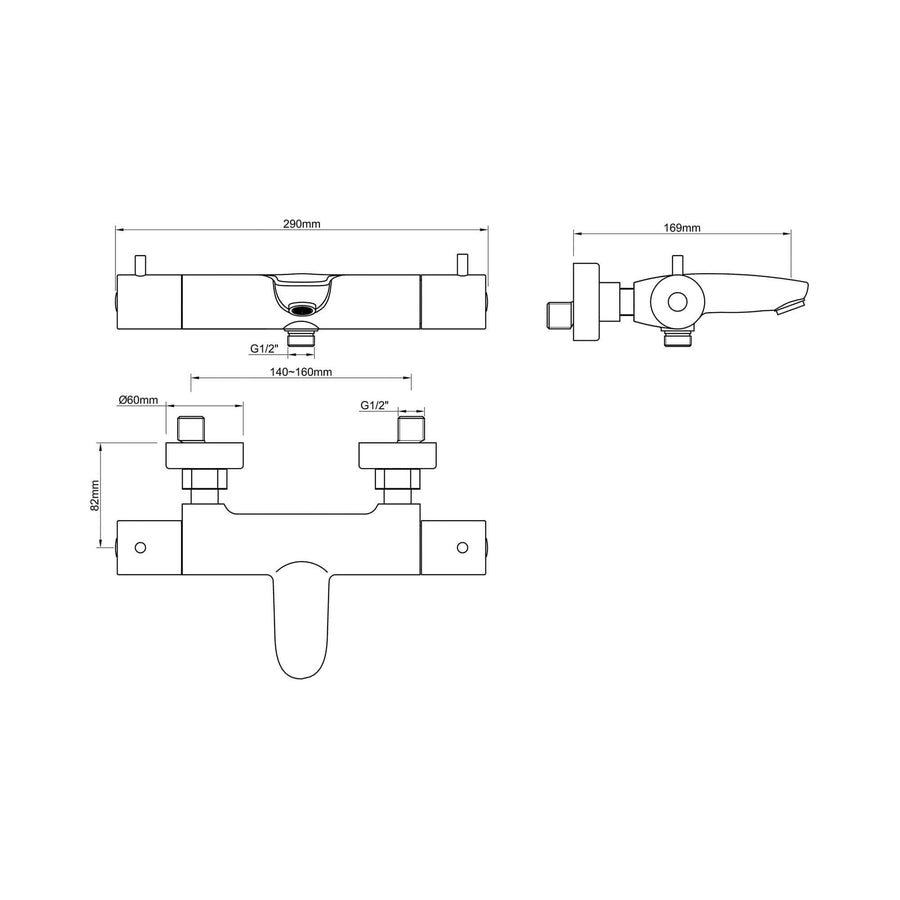 Caral Badmengkraan Thermostatisch Wiesbaden Gebürsteter Bronze Kupfer