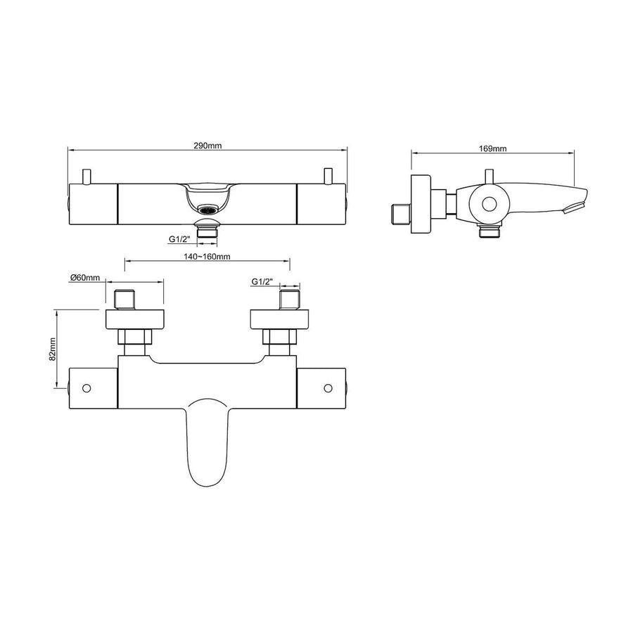 Caral robinet thermostatique de baignoire Wiesbaden en noir