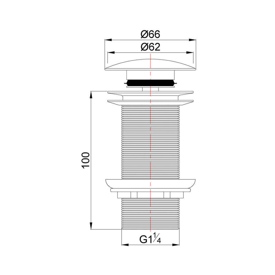 Caral Verlengd 5/4" Chroom Clickwaste Wiesbaden