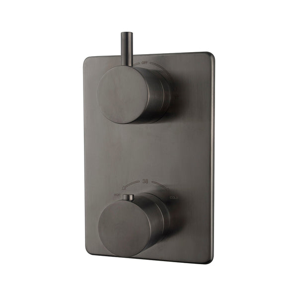 Caral afbouwdeel inbouwthermostaat 2 weg gunmetal PVD