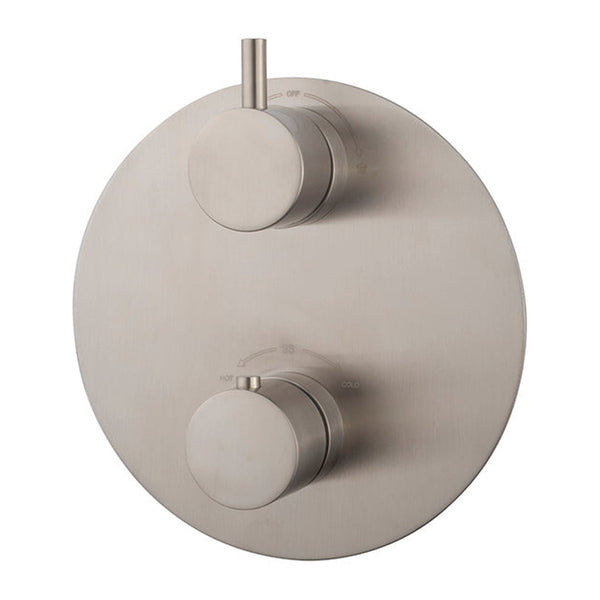 Caral Abdeckteil rund Einbau-Thermostat 2 Wege gebürsteter Stahl PVD