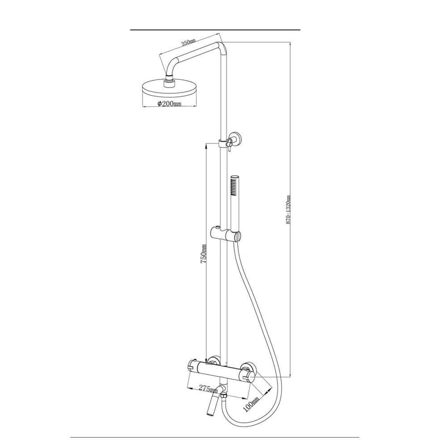 Caralda Eco thermostatische badmengkraan met regendoucheset opbouw chroom