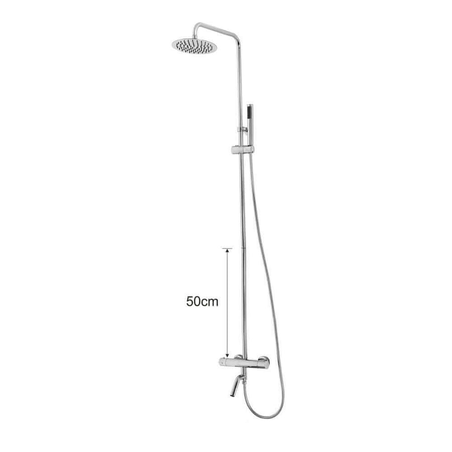 Caralda Eco thermostatische badmengkraan met regendoucheset opbouw chroom