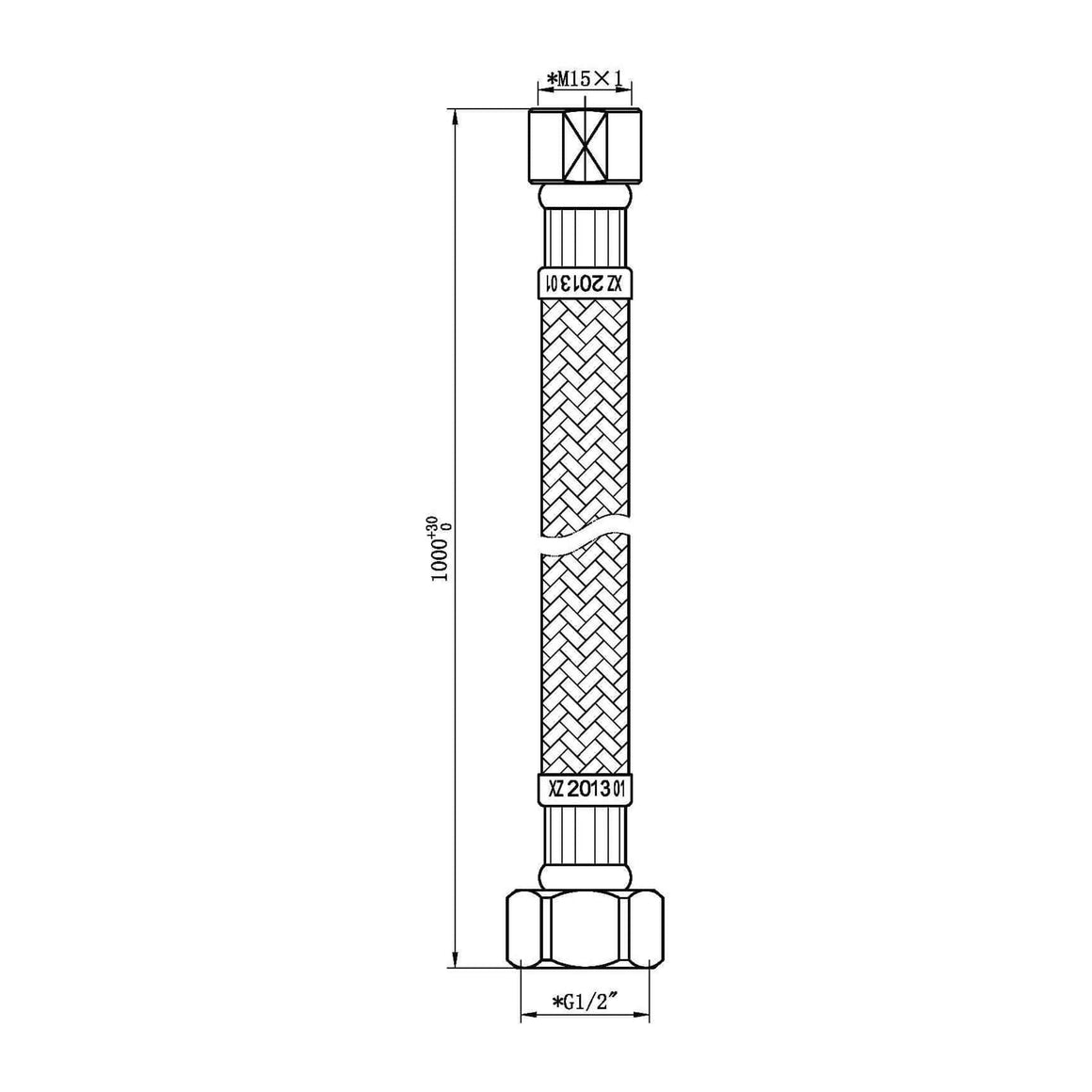 Caral flexibele slang M15 x 1/2'' voor badrand handdoucheset