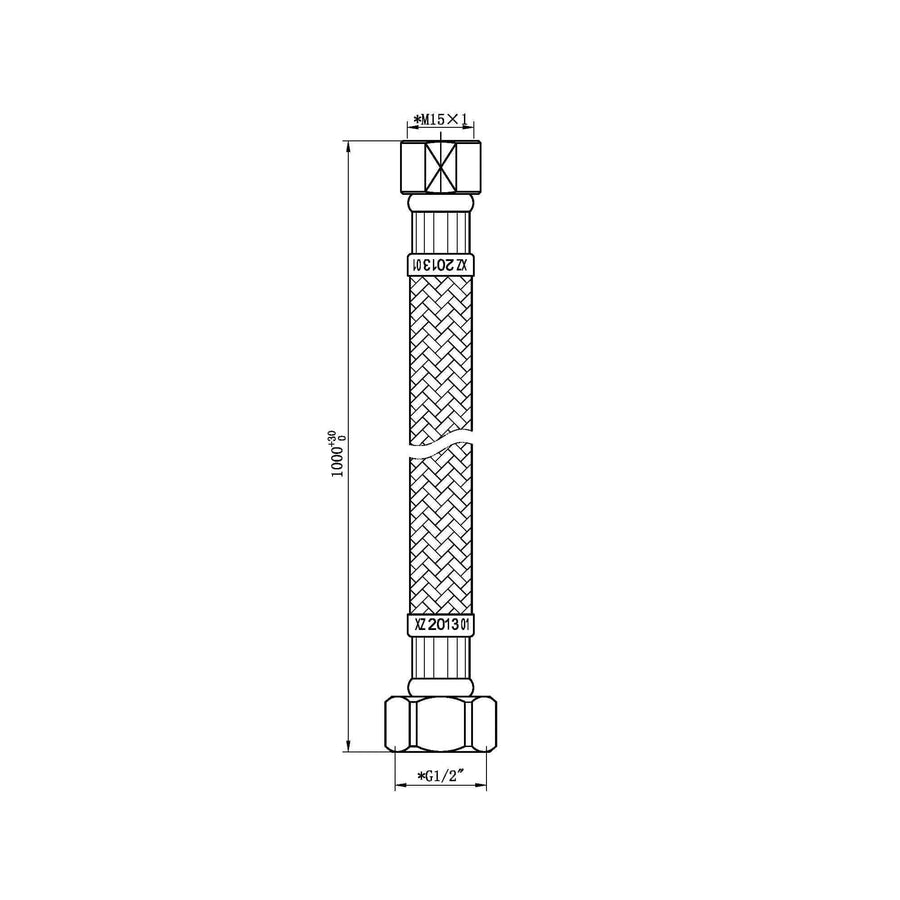 Caral flexible Schlauch M15 x 1/2'' für Badewannenrand Handduschset