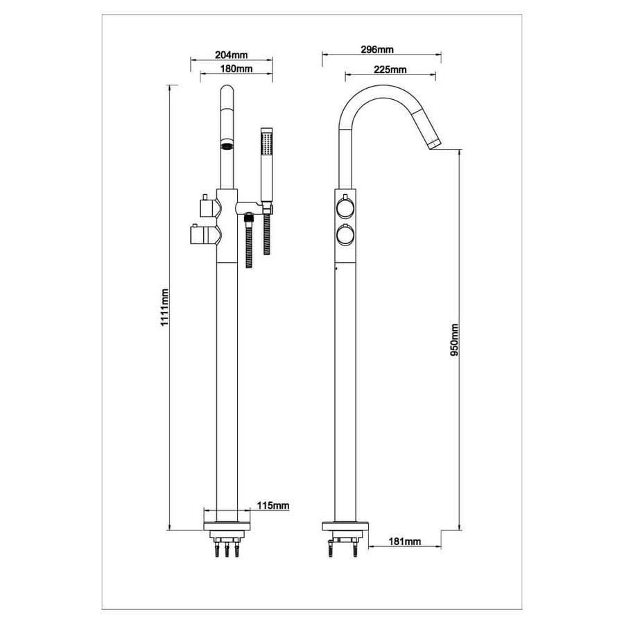 Caral thermostatische badmengkraan vrijstaand chroom