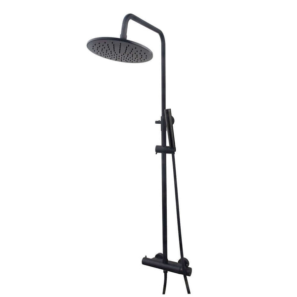 Ensemble de douche de pluie thermostatique Caral en surface noir mat