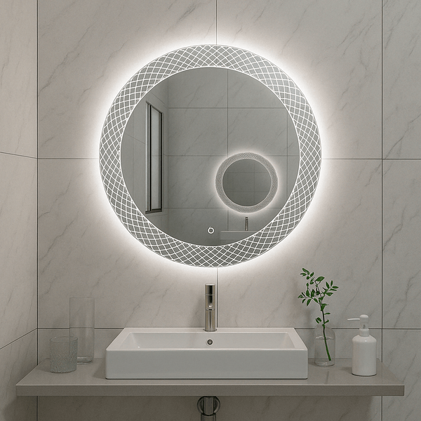 Miroir de salle de bain rond Deco Wiesbaden avec éclairage LED et anti-buée 80 Cm