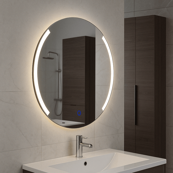 Runder LED Spiegel Wiesbaden mit dimmbarer Beleuchtung und beschlagfreier Zone – 80 cm