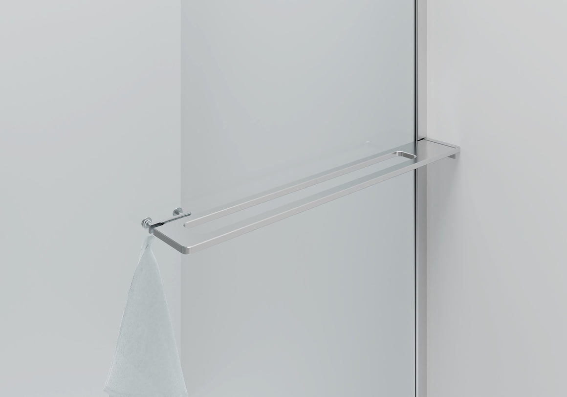 Aloni Curvy inloopdouche 100x200 chroom detailfoto handdoekhouder