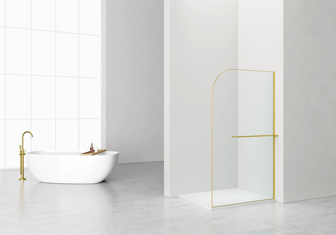 Aloni Curvy inloopdouche 120x200 geborsteld goud sfeerfoto